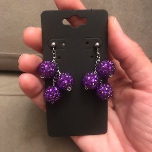 Handmade Purple Disco Ball Textured Earrings